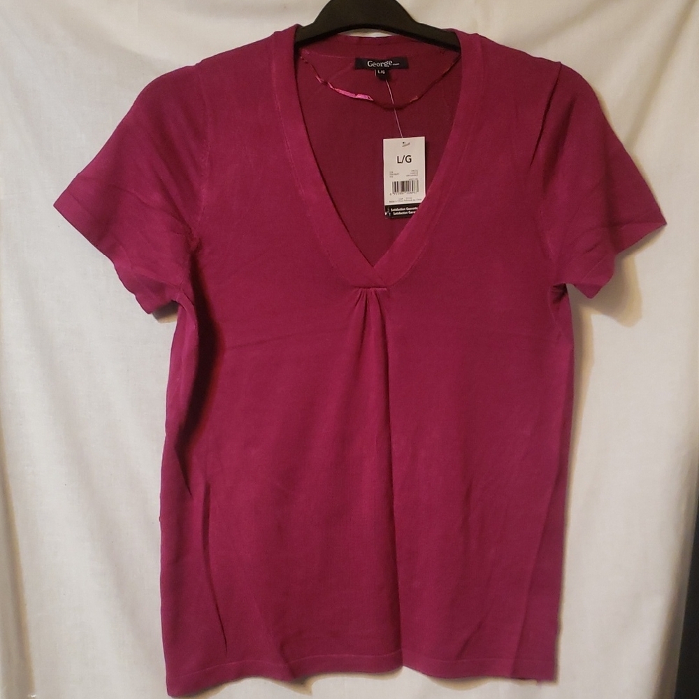 George Women's Fuchsia V-Neck Tee